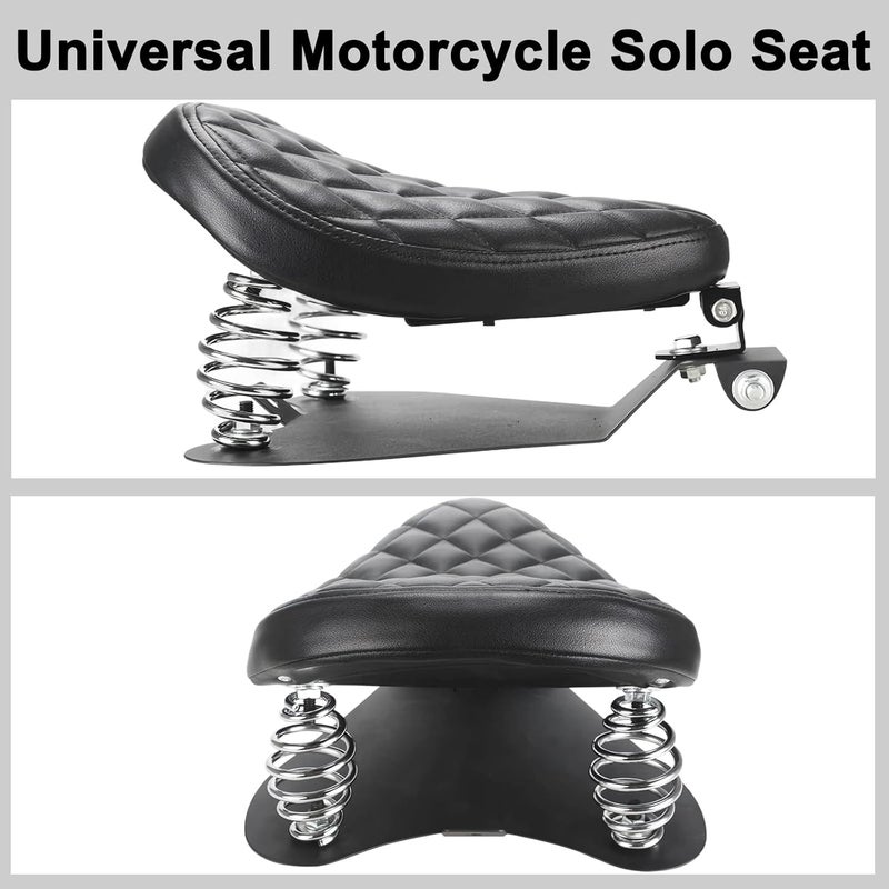 DgNeLai Motorcycle Solo Drive Seat Black Diamond Bobber Cushion with Mounting Seatbase Spring Bracket Kit Replacement for Harley Davidson Sportster XL 1200 883 48 Chopper Custom - Image 4